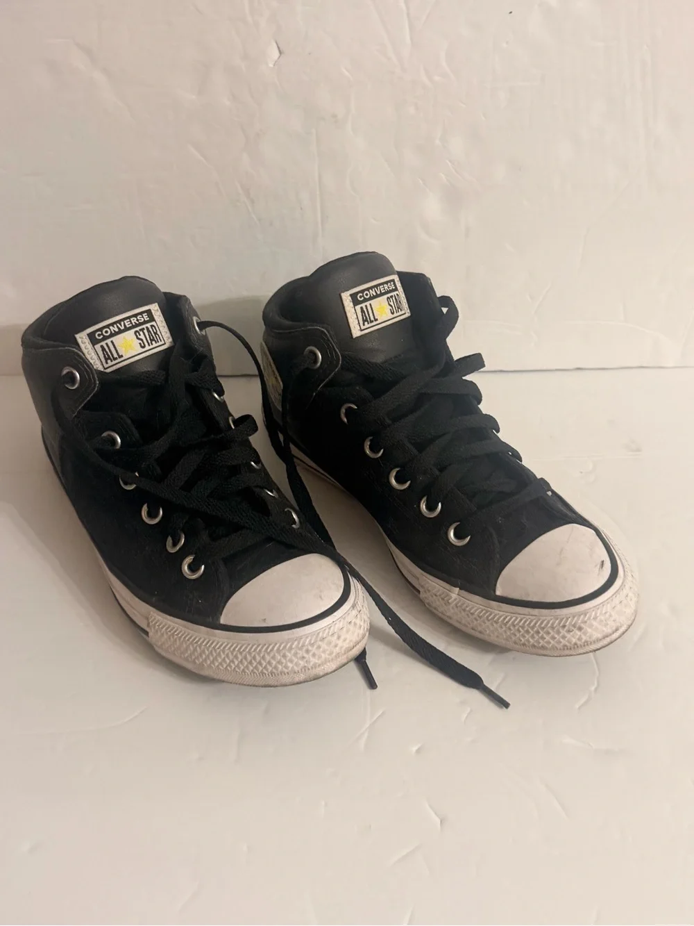 Chuck Taylor Converse Black and White High-Top Sneakers - Picture 2 of 8